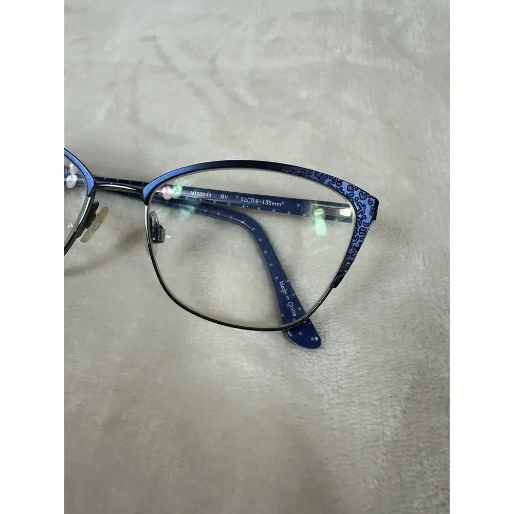 Isaac Mizrahi IM30044 Navy Womens Cat Eye Full Rim Eyeglasses 52-16-135‎